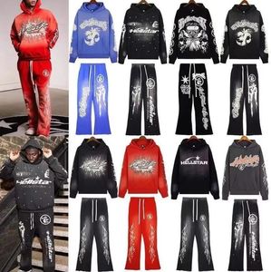 Lente en herfst Hellstar sportpak Designer hoodie broek met lange mouwen Pullover Street hiphop retro alfabetprint High Street gepersonaliseerde Hell star hoodie blauw