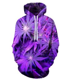Printemps et automne Sweat à capuche Purple Big Leaf 3D Impression numérique Amours à manches longues039 Pull Baseball Suit88244313425501