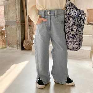 Lente en herfst Koreaanse meisjesmode jeans kinderkleding Wijde pijpen broek Casual broek Trend modekleding 240228