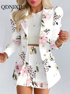 Printemps et automne loisirs mode costume femmes Double boutonnage à manches longues jupe 2 pièces bureau femmes robe ensemble 220819