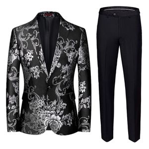 Spring en Autumn Men Business Casual Pak, Fashion Single Buckle Blazers   Trousers, Jacquard Wedding Suits Fit Slim 220504