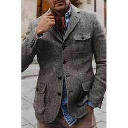 Lente en herfst herenjas, mode, slanke pasvorm, casual geruite jas met enkele rij knopen, flip-kraagjas voor heren