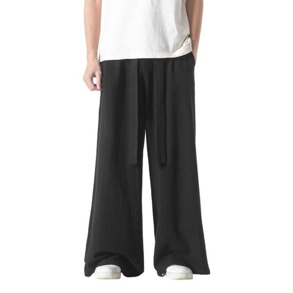 Printemps et automne pantalons pour hommes grande taille style chinois coton lin pantalon lâche décontracté jambe droite pantalon large mode japonaise pantalons pour hommes