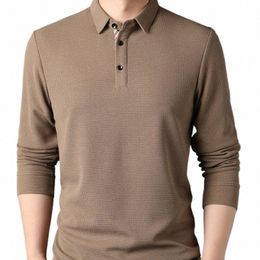 T-shirt à manches Lg pour homme, pull-over à revers, couleur unie, à carreaux, bas de Polo, décontracté, vacances, Dr Tops, I827 #, printemps et automne