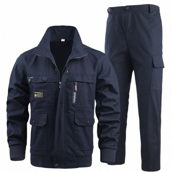 Printemps et automne Vêtements de travail pour hommes Entretien extérieur et vêtements de travail de soudage Vêtements de protection du travail multi-poches f0oJ #