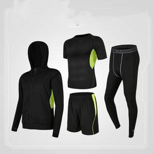 Lente en herfst Heren Yoga Vierdelige Set Sportkleding Katoen Hoge Kwaliteit Trainingskleding Sweatshirt Set Atletische Broek