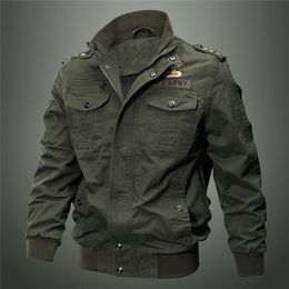 Printemps et automne veste militaire homme coton lavage à l'eau col pilote grande taille plus velours hiver jeunesse 220819