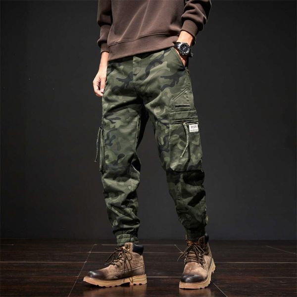 Printemps et automne nouveau travail de Camouflage américain pour hommes loisirs Multi sac lâche fermeture éclair cravate pieds à la mode Harlan pantalons longs