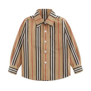 Chemise rayée à manches longues et col Polo pour garçon, chemise inférieure de Style britannique, vêtements pour enfants, nouvelle collection printemps et automne