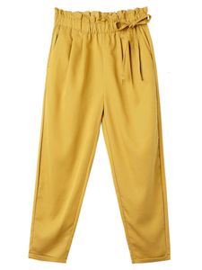 Printemps et automne nouveau pantalon taille bouton de fleur à la mode édition coréenne pour enfants lâche et mince petits pieds pantalon décontracté carotte Harun à 9 points