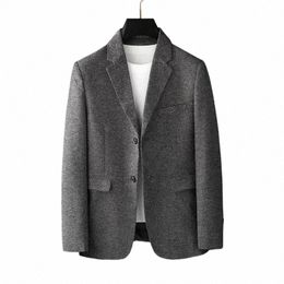 Printemps et automne nouveaux hommes blazer fi tendance plaid busin veste décontractée gris marron manteau marié mariage Dr Party y8et #