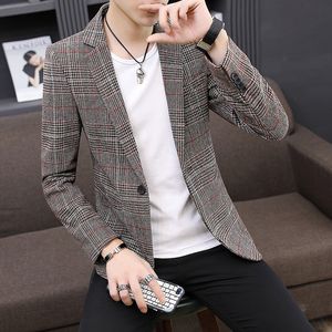 Lente en herfst nieuwe heren casual pak Koreaanse versie slim fit geruit pak herenpak jas
