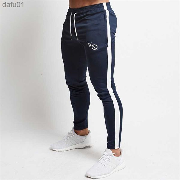 Printemps et automne nouveaux pantalons pour hommes coton couture brodé pantalons décontractés jogger gym course exercice pantalons de sport L230520
