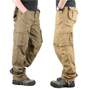Pantalon de travail en plein air pour hommes, Long, grand, droit, militaire, décontracté, multi-poches, printemps et automne