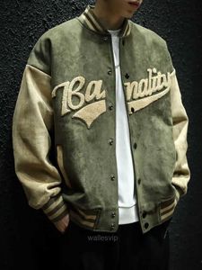 Primavera y otoño retro chaqueta bomber verde para hombre guapo ins bordado tendencia pareja uniforme de béisbol hombres 240106 BJ8D