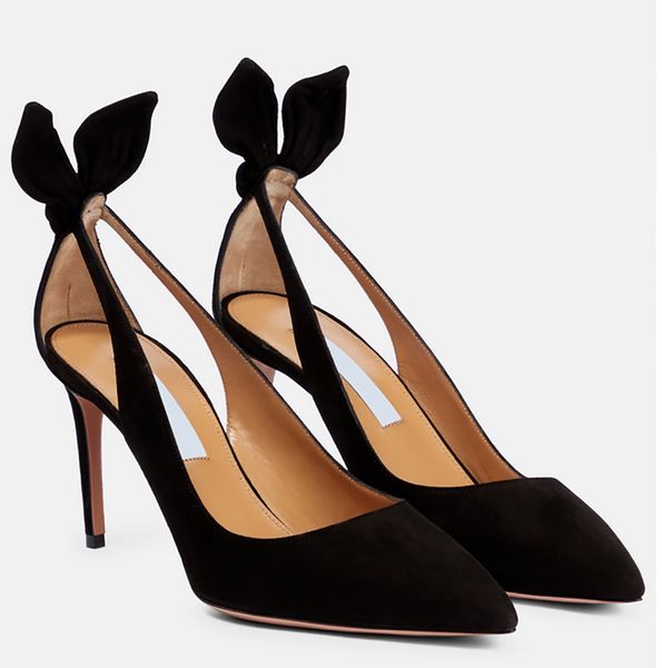 Printemps et automne talon sexy arc chaussures habillées pointues designer noir fête talons hauts chaussures de marche confortables EU35-42 avec boîte