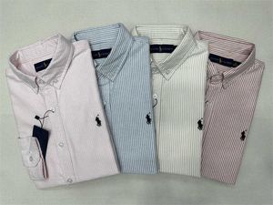 Primavera y otoño Color sólido Little Horse Boy Pauls Camisa de algodón de manga larga Raya de negocios Casual Hombres Oxford Textil POLO 68ess