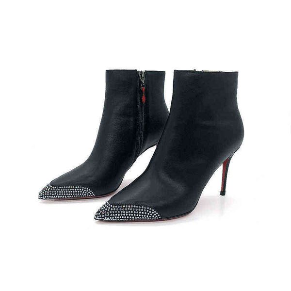 Printemps et automne Style noir diamant bottines bout pointu talons aiguilles Sexy mode femmes 220815