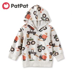 Lente en herfst peuter jongen trendy truck print hoodie voor kinderen hoodies kleding 210528