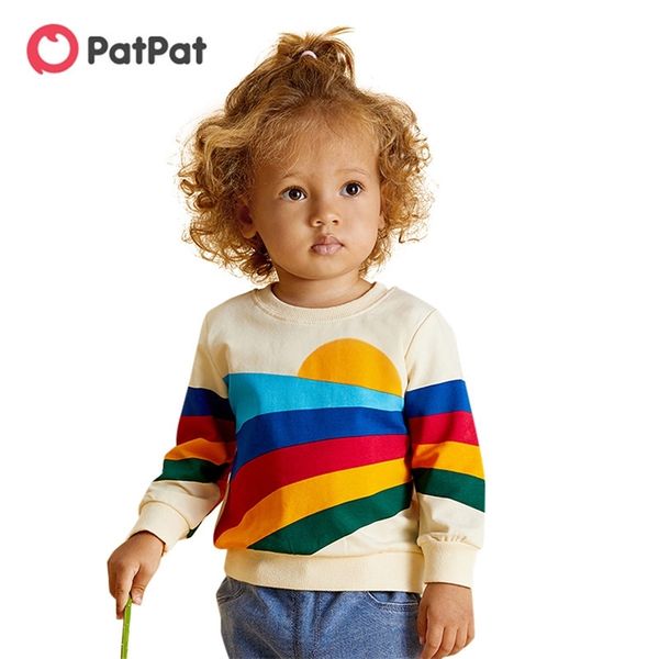 Printemps et automne à la mode pull imprimé arc-en-ciel pour bébé enfant en bas âge garçon hauts pulls enfants vêtements 210528