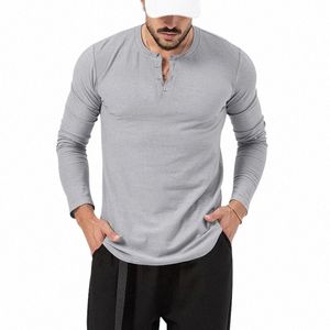 Lente en Herfst Werkkleding Nieuwe Fi Luxe Heren t-shirt Ronde Hals Effen Kleur Zachte Lg Mouw tops Casual Mannen Kleding f8fX #