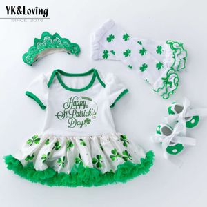 Vêtements pour enfants du printemps et d'été Baby Saint Patrick Party Baby Jirk Socks Set Gery Gauze Princess Jupe