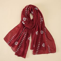 Coton de printemps et d'été et écharpes en lin, des foulards longs brodés, des femmes, la climatisation d'été japonaise, la protection solaire coton