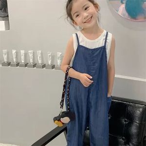 Spring and Summer Girls 'Pants Koreaanse stijl bretels Denim Losse Jumpsuit Broek Baby Kinderkleding Kinderkleding 210625