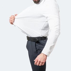 Chemise blanche à manches longues pour hommes, élastique à quatre côtés, décontractée, soyeuse, anti-rides, sans repassage, printemps et été, S ~ 8XL 240307
