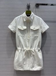 Lente en zomer nieuwe aankomst dubbele g oude bloem jacquard witte denimjurk originele kwaliteit