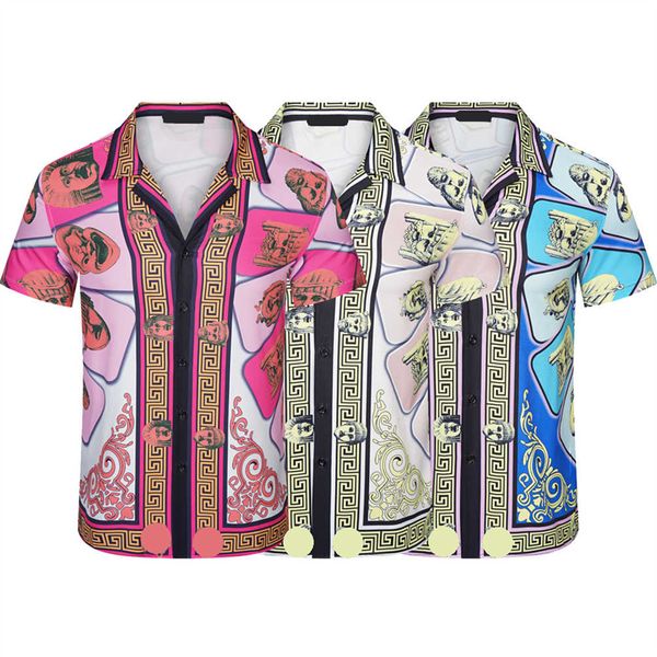 Chemise homme Casa motif numérique lettre imprimé chemise manches courtes revers tendances hommes et femmes ample et grande tailleM-XXXL