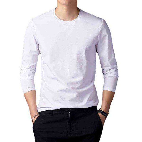 Primavera y novedad de verano, camiseta de manga larga de algodón para hombres, moda para hombres, capa base de tendencia de ocio blanca, tops para hombres D6681 T220808