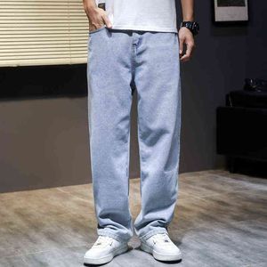 Lente en zomer nieuwe heren losse casual jeans jeugd heren stretch rechte broek lichtblauw merk mannen denim broek j220629