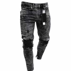 Printemps et été nouveaux jeans skinny pour hommes flocon de neige décontracté pantalon slim à fermeture éclair jeans195E pour hommes