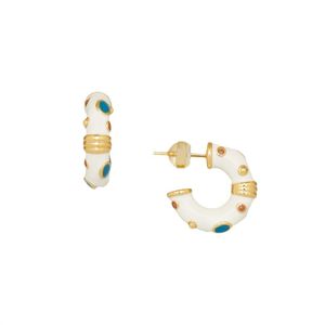 Printemps et été nouveau réseau blogueur même style émail goutte glaçure boucles d'oreilles en forme de C pour femmes léger luxe haut de gamme incrusté de pierres naturelles