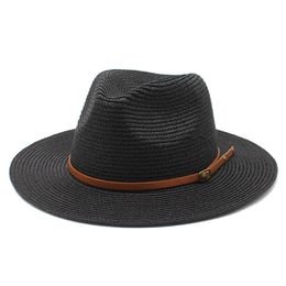 Lente en zomerzonbescherming Buitenschaduw Panama Hoed Wit Flat Brim Vintage Jazz Tophoed heren- en damesstrohoeden