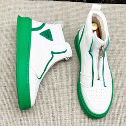 Spring and Summer White Business Shoes High Top Men Splicing Luxe Designer Casual Zapatos Sneakers