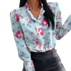 Lente en zomer dames groot formaat los shirt print top met lange mouwen