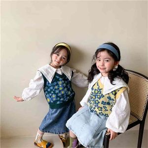 Printemps Arrivée Filles Fashion Florla Vest Enfants Gilets tricotés Vêtements de bébé 210528
