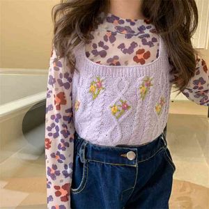 Printemps Arrivée Filles Mode Gilet tricoté Enfants Pulls 210528