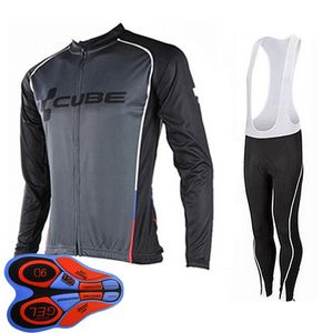 Spring / Autum Cube Team Mens Cycling Jersey Set Lange Mouwen Shirts en Broek Pak MTB Fiets Outfits Racing Fiets Uniform Outdoor Sport Draag Ropa Ciclismo S21052823