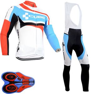 Spring / Autum Cube Team Mens Cycling Jersey Set Lange Mouwen Shirts en Broek Suit MTB Bike Outfits Racing Fiets Uniform Outdoor Sports Wear Ropa Ciclismo S21052824