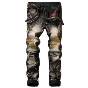 Primavera otoño Nice Tides hombres Slim Fit Patchwork rectos pantalones vaqueros de alta calidad Hip Hop Biker Punk Skinny Jeans