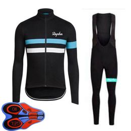 Spring Autum Rapha Team Mens Cycling Jersey Set Shirts à manches longues Pantalon Bib Pantal