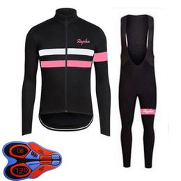 Primavera Autunno RAPHA Team Maglia da ciclismo da uomo Set Maglie a maniche lunghe Pantaloni con bretelle Tuta mtb Abiti da bici Uniforme da bicicletta da corsa Outdoor 303E