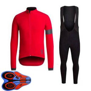 Printemps / Automne RAPHA Team Maillot de cyclisme pour hommes Ensemble chemises à manches longues Pantalon à bavette Costume vtt Tenues de vélo Racing Vélo Uniforme Vêtements de sport en plein air Ropa Ciclismo S21042006