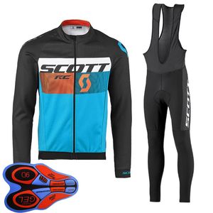 Primavera / otoño Equipo Scott Ciclismo Jersey Conjunto Camisas de manga larga Pantalones de babero Traje MTB Trajes de bicicleta Racing Uniforme de bicicleta Ropa deportiva al aire libre Ropa Ciclismo S21042030