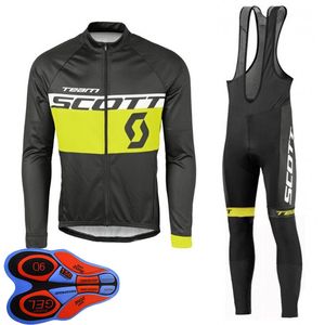 Spring / Autum Scott Team Mens Fietsen Jersey Set Lange Mouwen Shirts Bib Broek Pak MTB Fiets Outfits Racing Fiets Uniform Outdoor Sports Wear Ropa Ciclismo S21042042