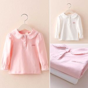 Printemps automne 2-10 ans bébé vêtements pour enfants à manches longues solide couleur Pure mignon enfants filles basique coton T-Shirts 210529