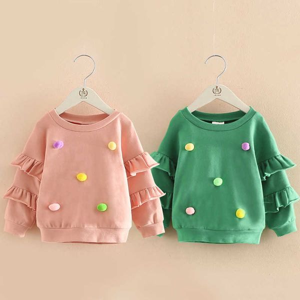 Printemps Automne 2 5 6 7 8 9 10 Ans Enfants Cadeau D'anniversaire Flare Trompette Manches Décoration Manteau Enfants Bébé Fille Sweat 210529